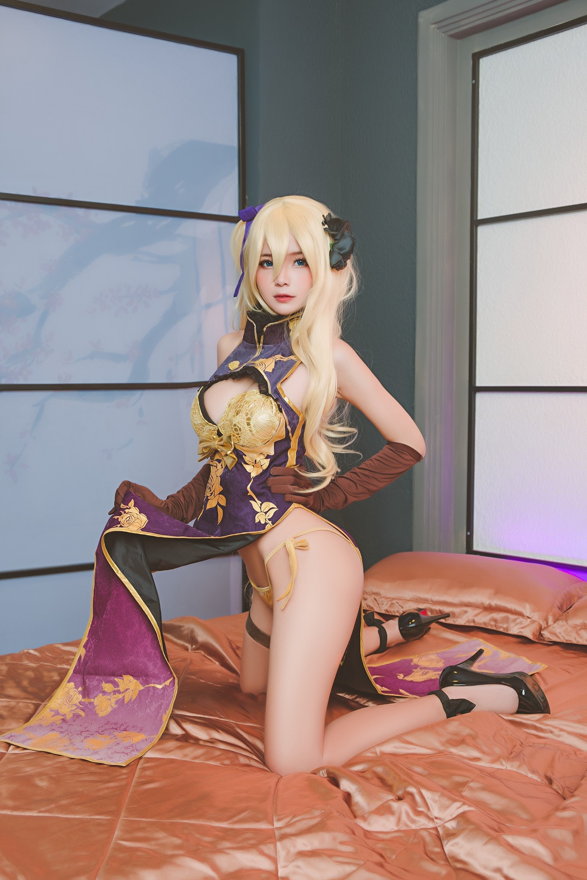 图片[1]-Azami – NO.040 金莲旗袍 [23P]-XikXak